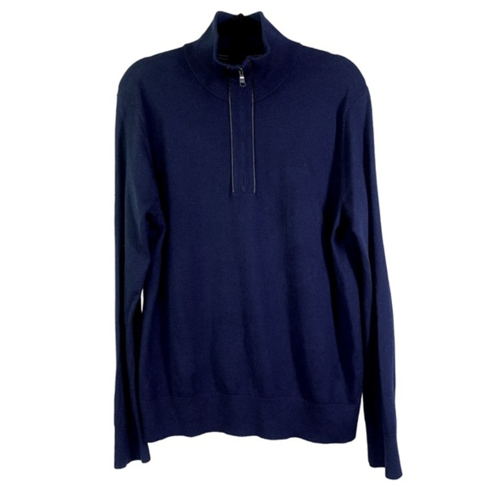 BANANA REPUBLIC Navy Blue Half-Zip Wool Pullover‎ Sweater